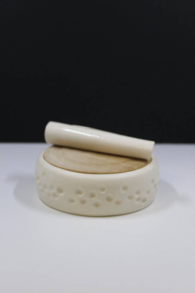 Boîte terre & bois - texture alvéoles - céramique artisanale